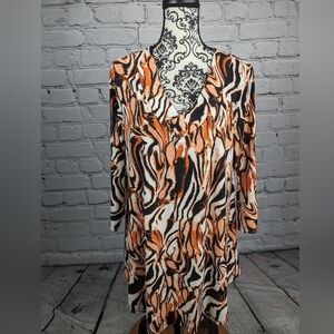 Monnuro women's long sleeve stretch knit animal print plus size 1x tunic b18